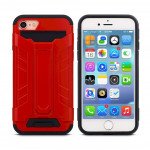 Wholesale iPhone 7 Plus Card Slot Hybrid Case with Stand (Red)